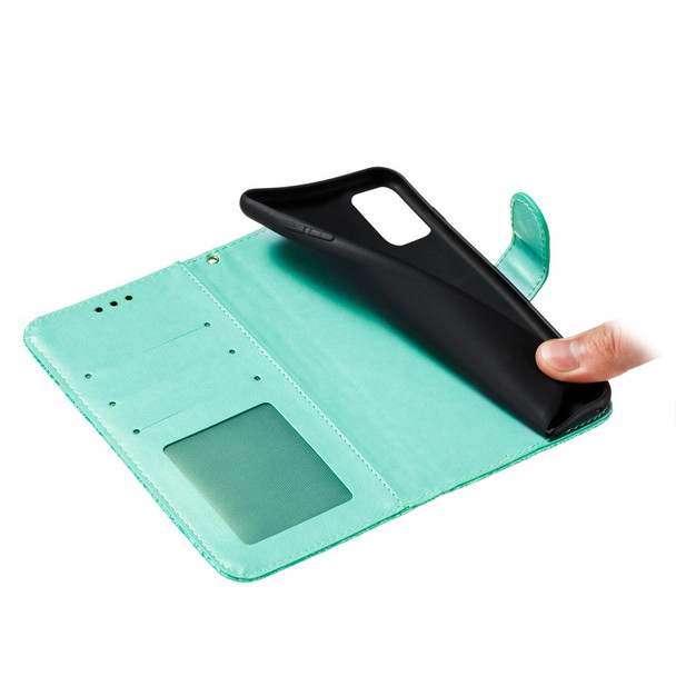 Xiaomi Redmi 9T / Poco M3 Lace Flower Embossing Pattern Horizontal Flip Leather Case with Holder & Card Slots & Wallet & Photo Frame(Green)