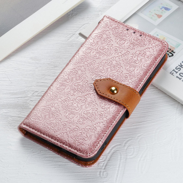 Xiaomi Redmi Note 10 Pro European Floral Embossed Copper Buckle Horizontal Flip PU Leather Case with Holder & Card Slots & Wallet & Photo Frame(Pink)