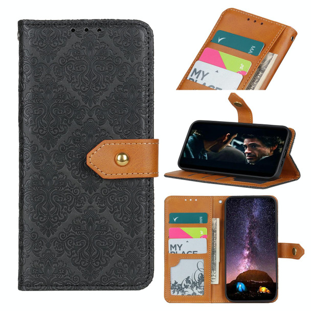 Xiaomi Redmi K40 / K40 Pro / Mi 11i / Poco F3 European Floral Embossed Copper Buckle Horizontal Flip PU Leather Case with Holder & Card Slots & Wallet & Photo Frame(Black)