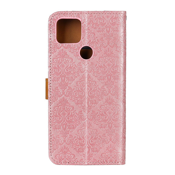 Xiaomi Redmi 9C European Floral Embossed Copper Buckle Horizontal Flip PU Leather Case with Holder & Card Slots & Wallet & Photo Frame(Pink)