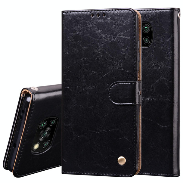 Xiaomi Poco X3 NFC Business Style Oil Wax Texture Horizontal Flip Leather Case, with Holder & Card Slots & Wallet(Black)