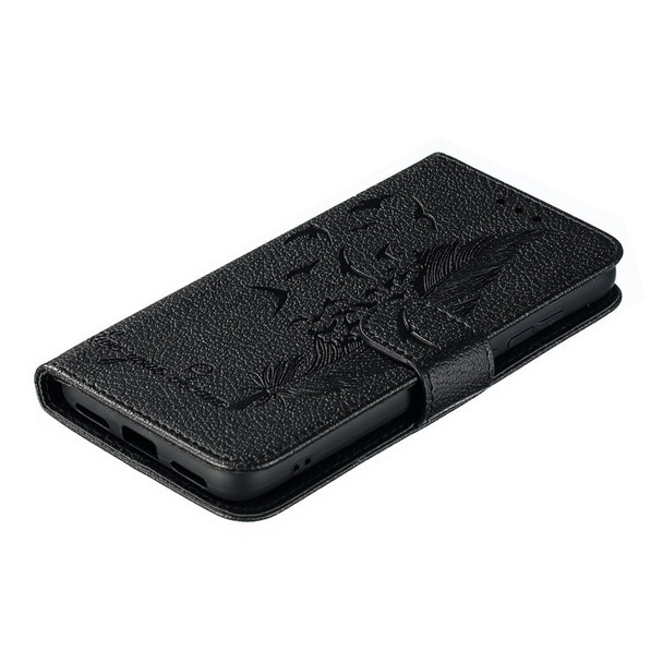 Feather Pattern Litchi Texture Horizontal Flip Leatherette Case with Wallet & Holder & Card Slots - Xiaomi Redmi 7A(Black)