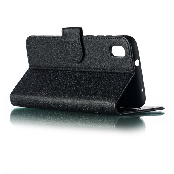 Feather Pattern Litchi Texture Horizontal Flip Leatherette Case with Wallet & Holder & Card Slots - Xiaomi Redmi 7A(Black)