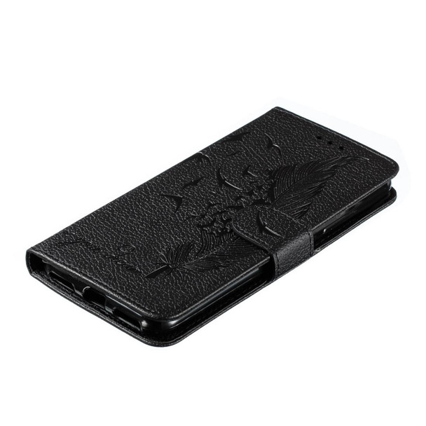Feather Pattern Litchi Texture Horizontal Flip Leatherette Case with Wallet & Holder & Card Slots - Xiaomi Mi CC9e(Black)