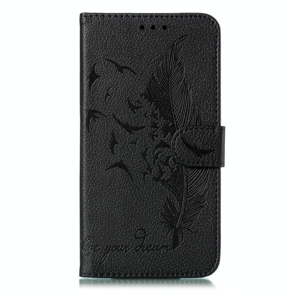 Feather Pattern Litchi Texture Horizontal Flip Leatherette Case with Wallet & Holder & Card Slots - Xiaomi Mi CC9(Black)