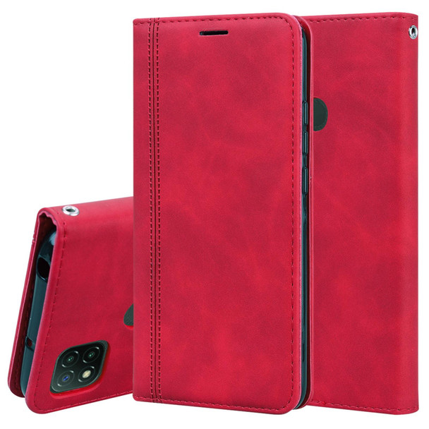 Xiaomi Redmi 9C Frosted Business Magnetic Horizontal Flip PU Leather Case with Holder & Card Slot & Lanyard(Red)