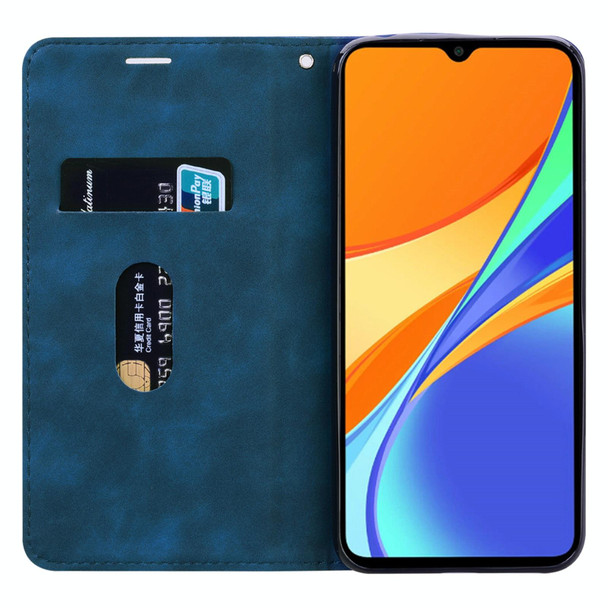 Xiaomi Redmi 9C Frosted Business Magnetic Horizontal Flip PU Leather Case with Holder & Card Slot & Lanyard(Blue)