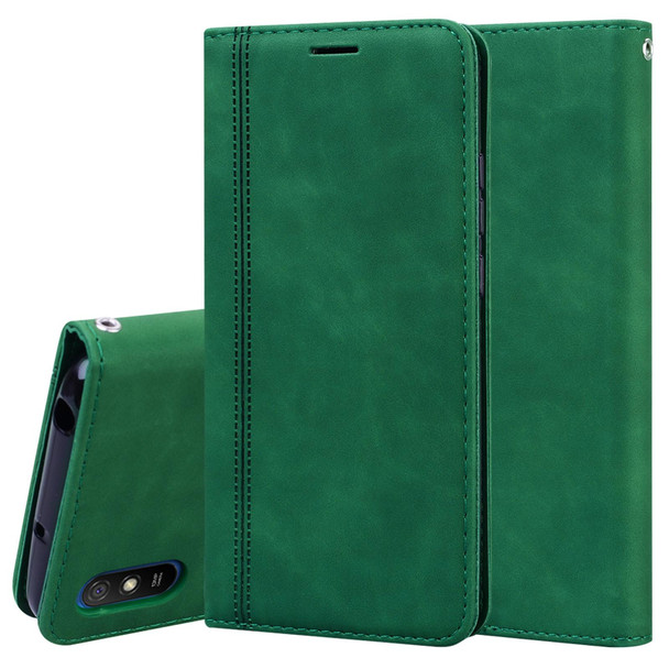 Xiaomi Redmi 9A Frosted Business Magnetic Horizontal Flip PU Leather Case with Holder & Card Slot & Lanyard(Green)