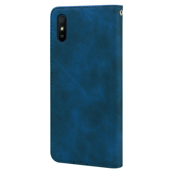 Xiaomi Redmi 9A Frosted Business Magnetic Horizontal Flip PU Leather Case with Holder & Card Slot & Lanyard(Blue)