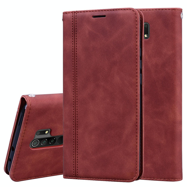 Xiaomi Redmi 9 Frosted Business Magnetic Horizontal Flip PU Leather Case with Holder & Card Slot & Lanyard(Brown)