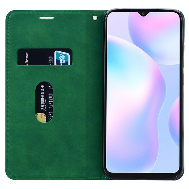 Xiaomi Redmi 9 Frosted Business Magnetic Horizontal Flip PU Leather Case with Holder & Card Slot & Lanyard(Green)