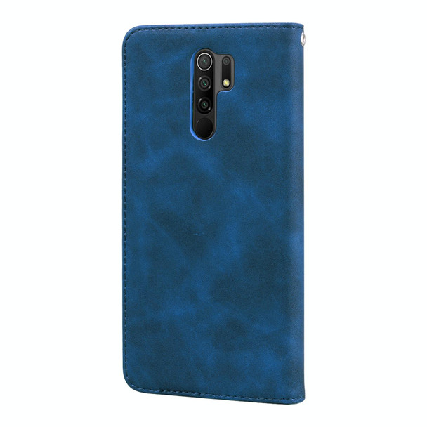 Xiaomi Redmi 9 Frosted Business Magnetic Horizontal Flip PU Leather Case with Holder & Card Slot & Lanyard(Blue)