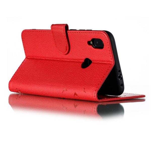 Feather Pattern Litchi Texture Horizontal Flip Leatherette Case with Wallet & Holder & Card Slots - Xiaomi Redmi Note 7(Red)