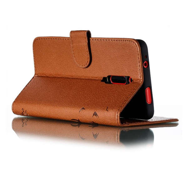 Feather Pattern Litchi Texture Horizontal Flip Leatherette Case with Wallet & Holder & Card Slots - Xiaomi Redmi K20(Brown)