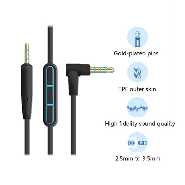 3 PCS 3.5mm to 2.5mm Audio Cable with Mic - Bose QC25/QC35/OE2, Length: 1.4m(Black)