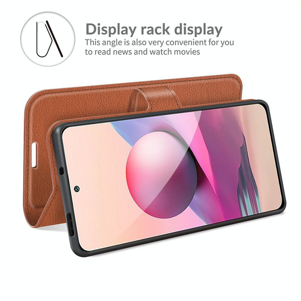 Xiaomi Redmi Note 10 4G / Note 10S Litchi Texture Horizontal Flip Protective Case with Holder & Card Slots & Wallet(Brown)