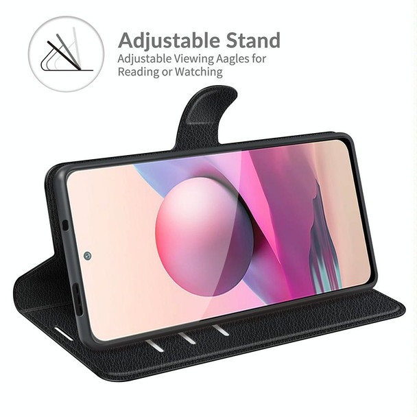Xiaomi Redmi Note 10 4G / Note 10S Litchi Texture Horizontal Flip Protective Case with Holder & Card Slots & Wallet(Black)