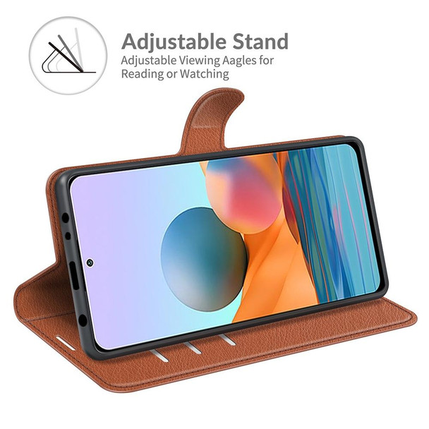 Xiaomi Redmi Note 10 Pro / Note 10 Pro (Indian Version) / Note 10 Pro Max Litchi Texture Horizontal Flip Protective Case with Holder & Card Slots & Wallet(Brown)