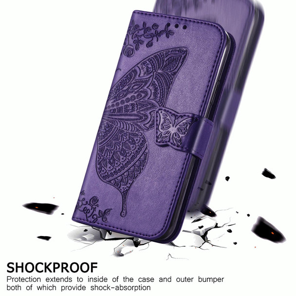 Xiaomi Redmi Note 10 4G Butterfly Love Flower Embossed Horizontal Flip Leather Case with Bracket & Card Slot & Wallet & Lanyard(Dark Purple)