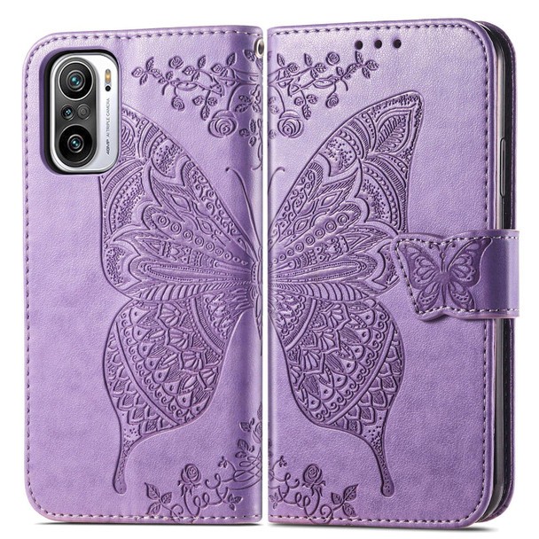 Xiaomi Redmi Note 10 Pro Butterfly Love Flowers Embossed Horizontal Flip Leather Case with Holder & Card Slots & Wallet & Lanyard(Light Purple)