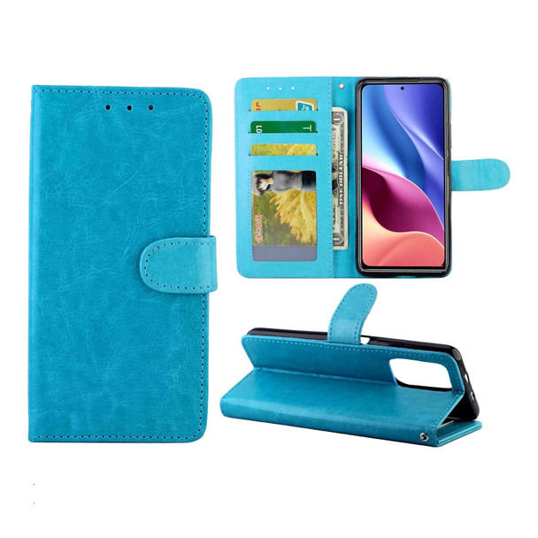 Redmi K40/K40 Pro/K40 Pro+/POCO F3/Mi 11i Crazy Horse Texture Leather Horizontal Flip Protective Case with Holder & Card Slots & Wallet & Photo Frame(Baby Blue)