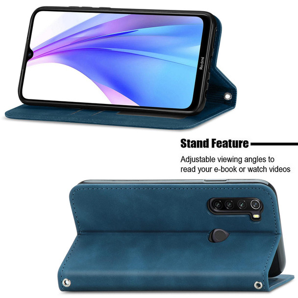 Xiaomi Redmi Note 8 Retro Skin Feel Business Magnetic Horizontal Flip Leather Case With Holder & Card Slots & Wallet & Photo Frame(Blue)