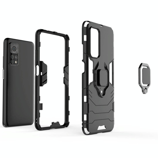 Xiaomi Mi 10T Pro 5G Shockproof PC + TPU Protective Case with Magnetic Ring Holder(Black)