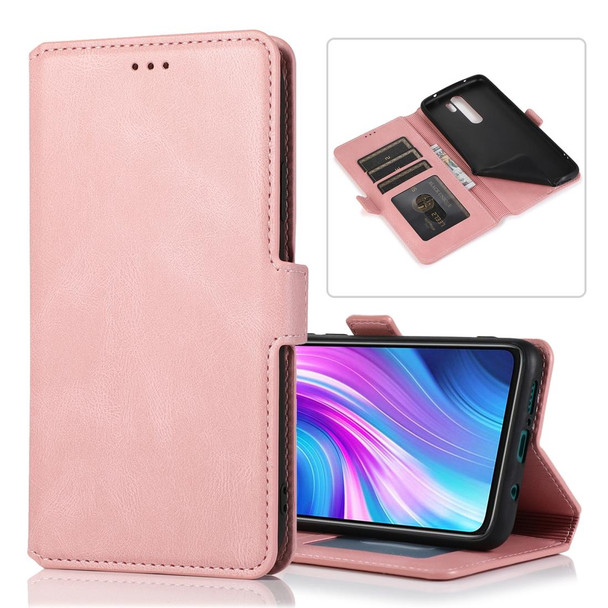 Xiaomi Redmi Note 8 Pro Retro Magnetic Closing Clasp Horizontal Flip Leather Case with Holder & Card Slots & Photo Frame & Wallet(Rose Gold)