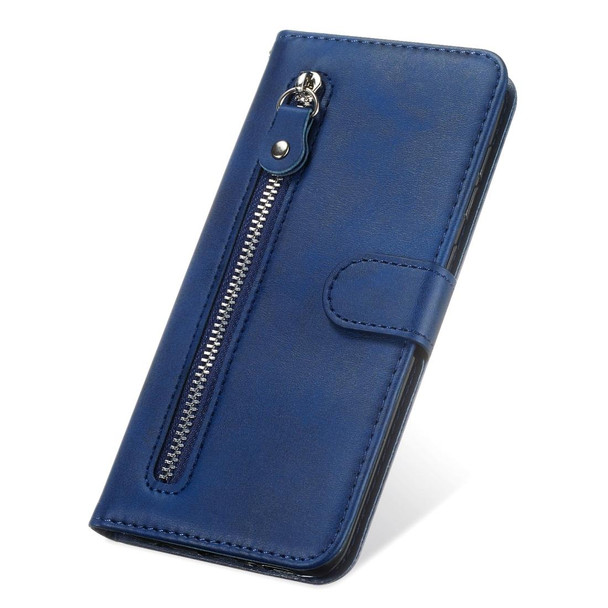 Xiaomi Redmi 9C Fashion Calf Texture Zipper Horizontal Flip Leather Case with Stand & Card Slots & Wallet Function(Blue)