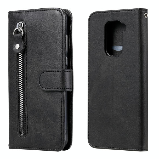 Xiaomi Redmi Note 9 / 10X 5G Fashion Calf Texture Zipper Horizontal Flip Leather Case with Stand & Card Slots & Wallet Function(Black)