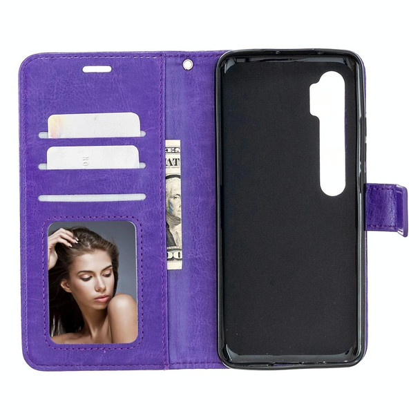 Xiaomi Mi Note 10 Lite Crazy Horse Texture Horizontal Flip Leather Case with Holder & Card Slots & Wallet & Photo Frame(Purple)