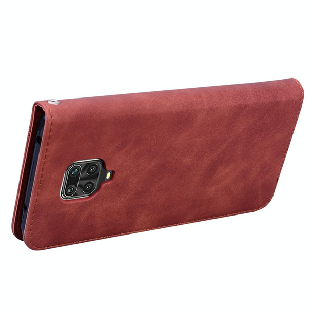 Xiaomi Redmi Note 9S Frosted Business Magnetic Horizontal Flip PU Leather Case with Holder & Card Slot & Lanyard(Brown)