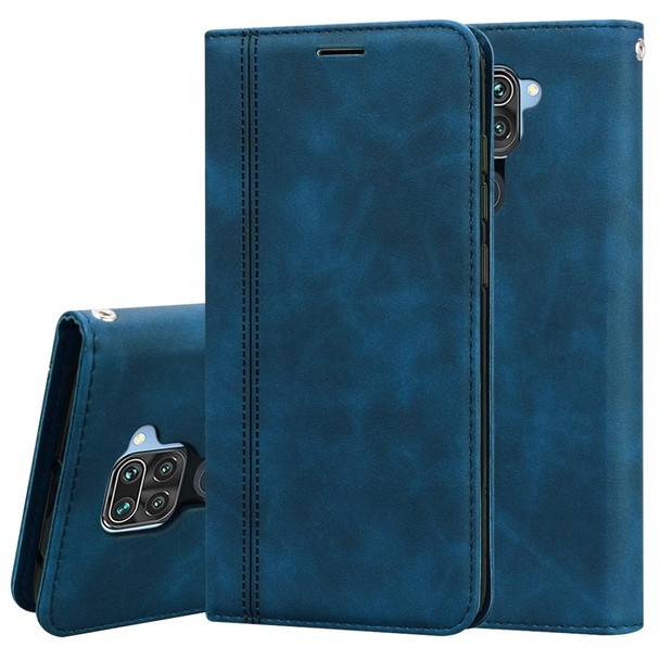Xiaomi Redmi Note 9 / Redmi 10X 4G Frosted Business Magnetic Horizontal Flip PU Leather Case with Holder & Card Slot & Lanyard(Blue)