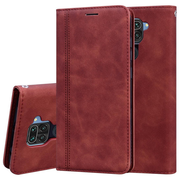 Xiaomi Redmi Note 9 / Redmi 10X 4G Frosted Business Magnetic Horizontal Flip PU Leather Case with Holder & Card Slot & Lanyard(Brown)