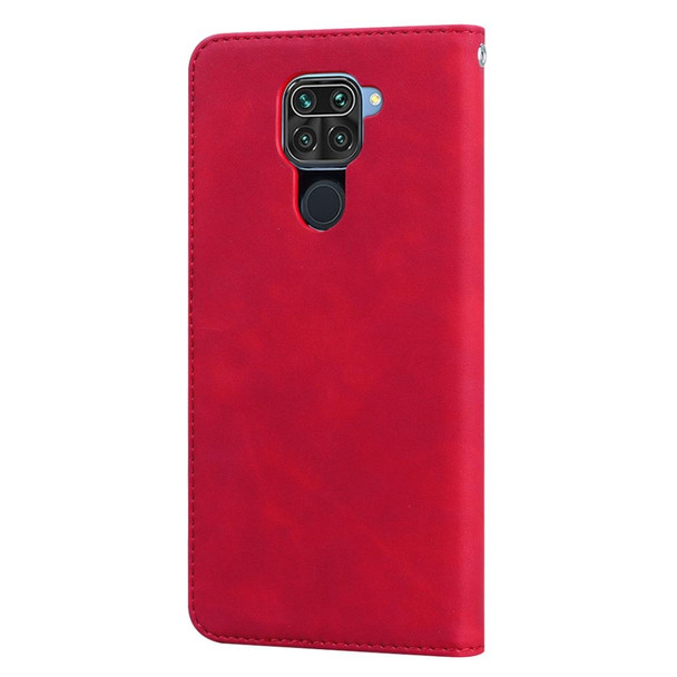 Xiaomi Redmi Note 9 / Redmi 10X 4G Frosted Business Magnetic Horizontal Flip PU Leather Case with Holder & Card Slot & Lanyard(Red)