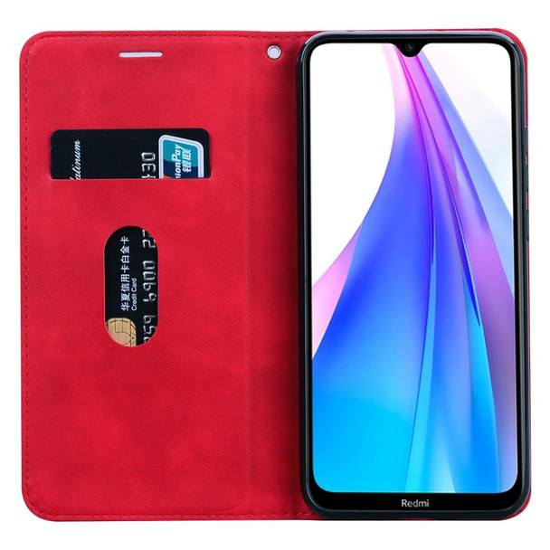 Xiaomi Redmi Note 8T Frosted Business Magnetic Horizontal Flip PU Leather Case with Holder & Card Slot & Lanyard(Red)