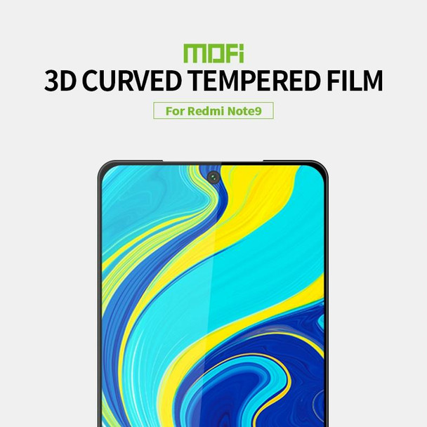 Xiaomi Redmi Note 9 MOFI 9H 3D Explosion-proof Curved Screen Tempered Glass Film(Black)