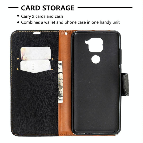 Xiaomi Redmi Note 9 Litchi Texture Pure Color Horizontal Flip Leather Case with Holder & Card Slots & Wallet & Lanyard(Black)
