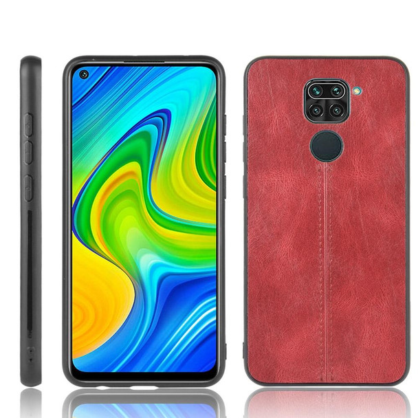 Xiaomi Redmi Note 9/Redmi 10X 4G Shockproof Sewing Cow Pattern Skin PC + PU + TPU Case(Red)