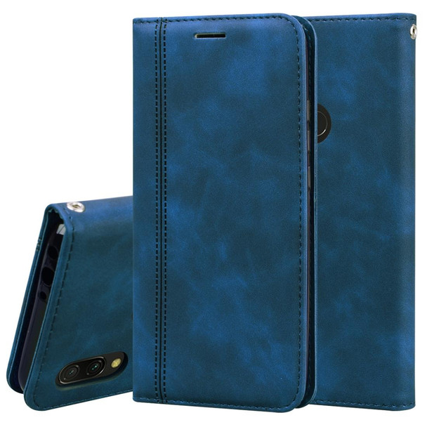 Xiaomi Redmi 7 Frosted Business Magnetic Horizontal Flip PU Leather Case with Holder & Card Slot & Lanyard(Blue)