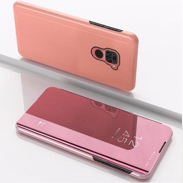 Xiaomi Redmi 10X 4G Plated Mirror Horizontal Flip Leather Case with Holder(Rose Gold)