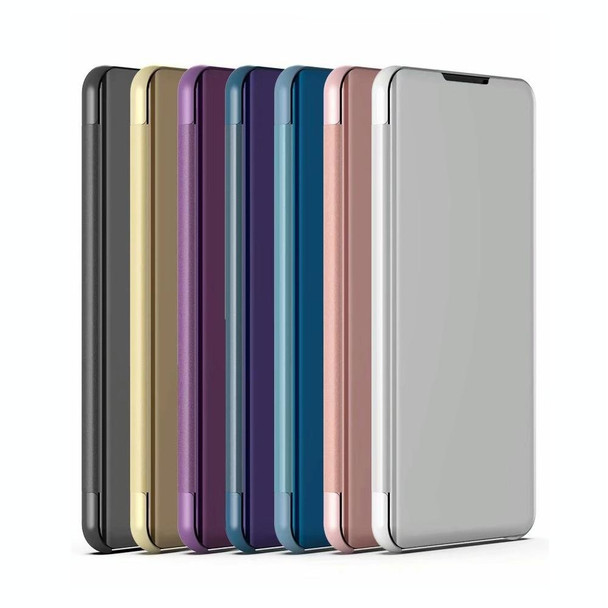 Xiaomi Redmi Note9 Pro/Note9 Pro Max/Note 9S Plated Mirror Horizontal Flip Leather Case with Holder(Silver)