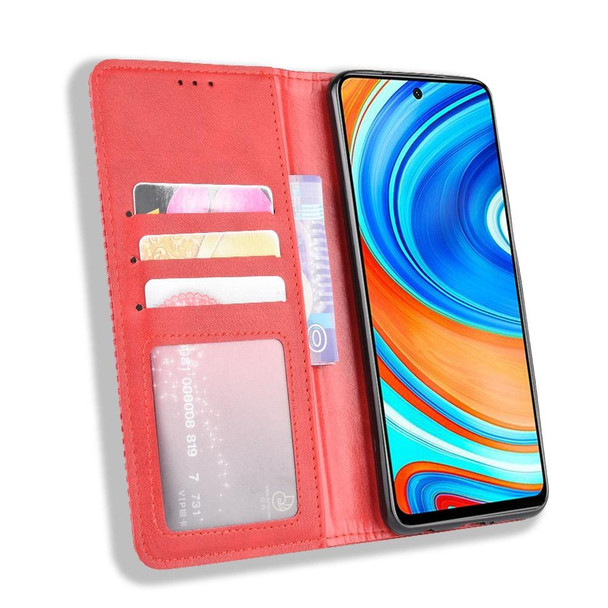 Xiaomi Redmi Note 9 Pro / Note 9s / Note 9 Pro Max Magnetic Buckle Retro Crazy Horse Texture Horizontal Flip Leather Case with Holder & Card Slots & Photo Frame(Red)