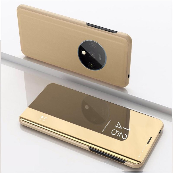 Xiaomi Redmi K30 Pro Plated Mirror Horizontal Flip Leather Case with Holder(Gold)