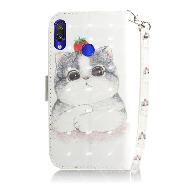 3D Coloured Drawing Horizontal Flip Leatherette Case with Holder & Card Slots & Wallet - Redmi Note 7(Cute Cat)