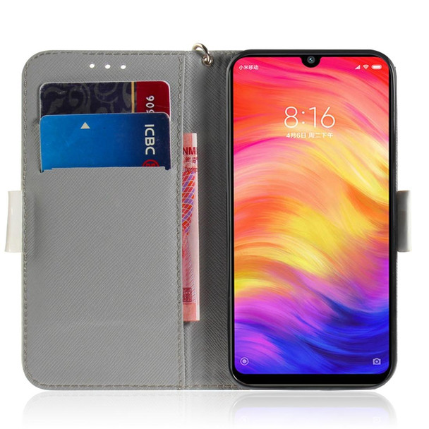 3D Coloured Drawing Horizontal Flip Leatherette Case with Holder & Card Slots & Wallet - Redmi Note 7(Cute Cat)