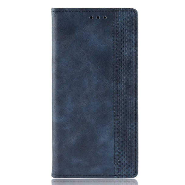 Magnetic Buckle Retro Crazy Horse Texture Horizontal Flip Leather Case for Xiaomi Redmi 7A, with Holder & Card Slots & Photo Frame(Blue)