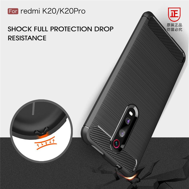 Brushed Texture Carbon Fiber TPU Case for Xiaomi Redmi K20 / K20 Pro(Black)