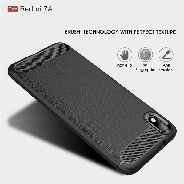 Brushed Texture Carbon Fiber TPU Case for Xiamo Redmi 7A(Red)