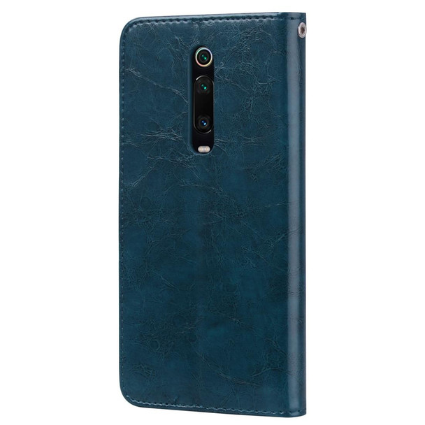Business Style Oil Wax Texture Horizontal Flip Leatherette Case for Xiaomi Redmi K20 / K20 Pro, with Holder & Card Slots & Wallet (Blue)